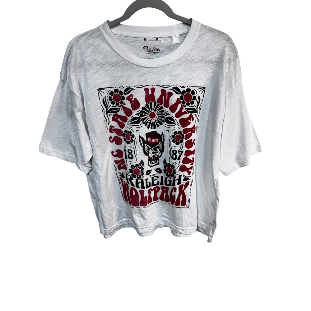 Pressbox Women's Medium White NC State Wolfpack T-Shirt Floral Graphic NWT - Picture 6 of 7